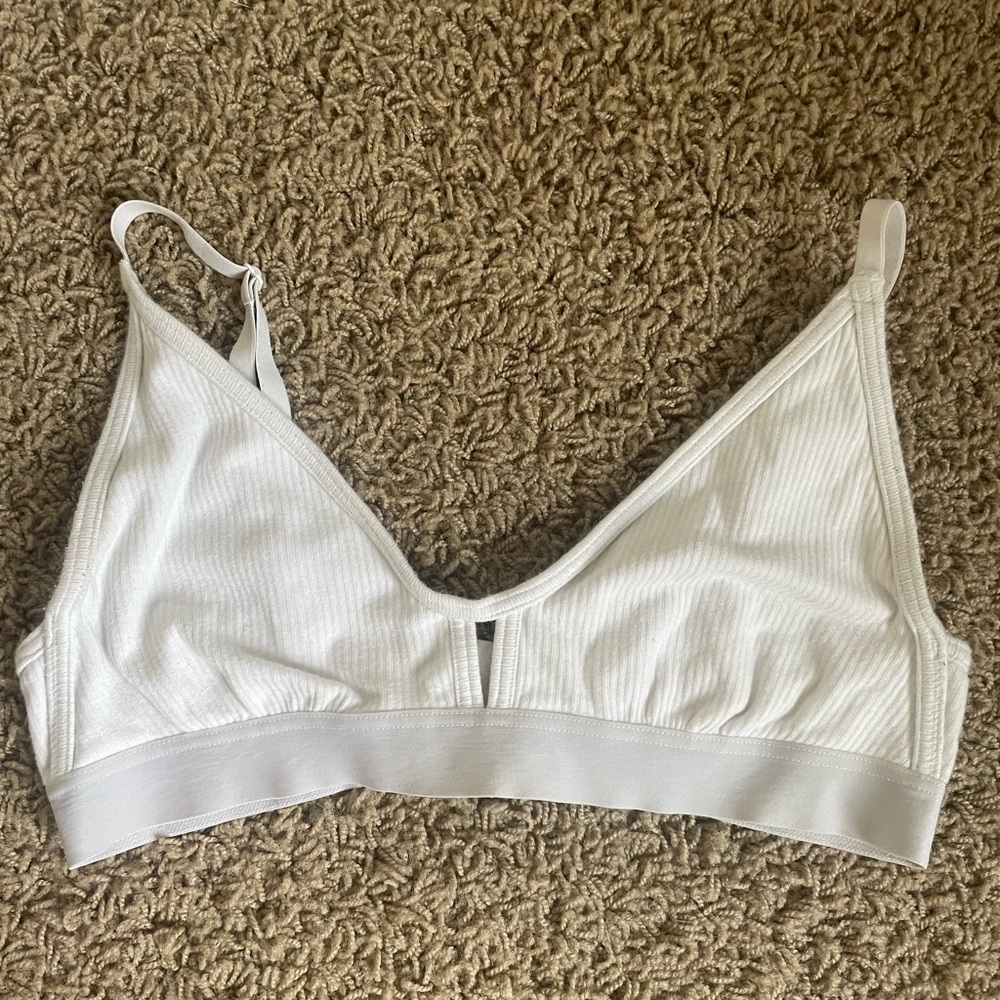 Aerie White Triangle Bralette with Adjustable Straps